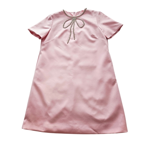 NWOT Pink Baby Pink  Dress with Embellished Sworowski Cristals Neckline - Picture 5 of 8